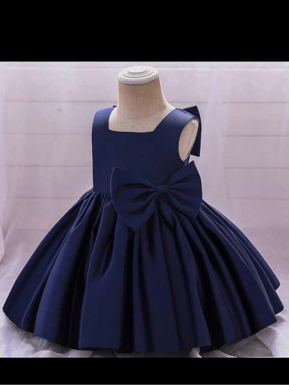 SHEIN Navy Bow-Accent Formal Party Dress for Girls